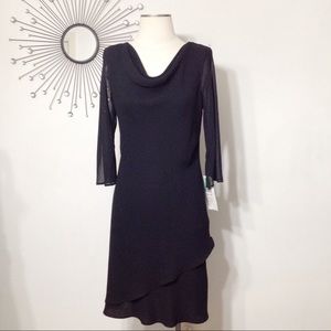 S.L. Fashions Long Sleeve Black Dress